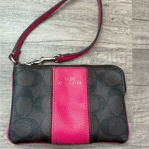 Coach Black and Pink Signature Wristlet